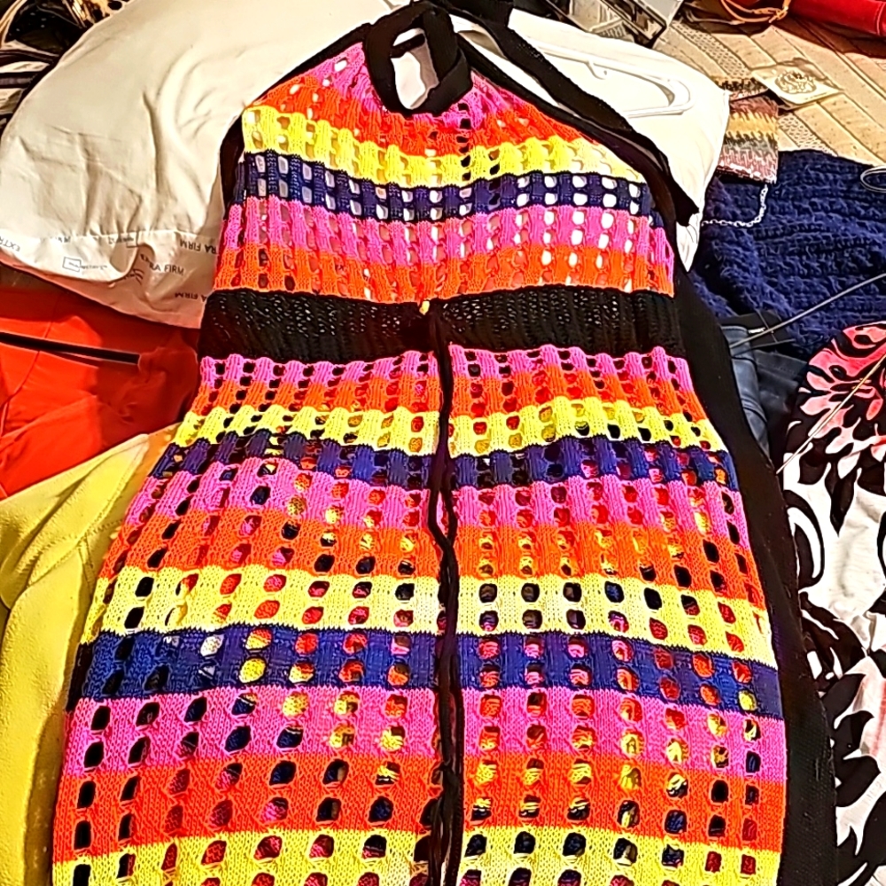Neon 🌈 rainbow colorful UV reactive See through backless